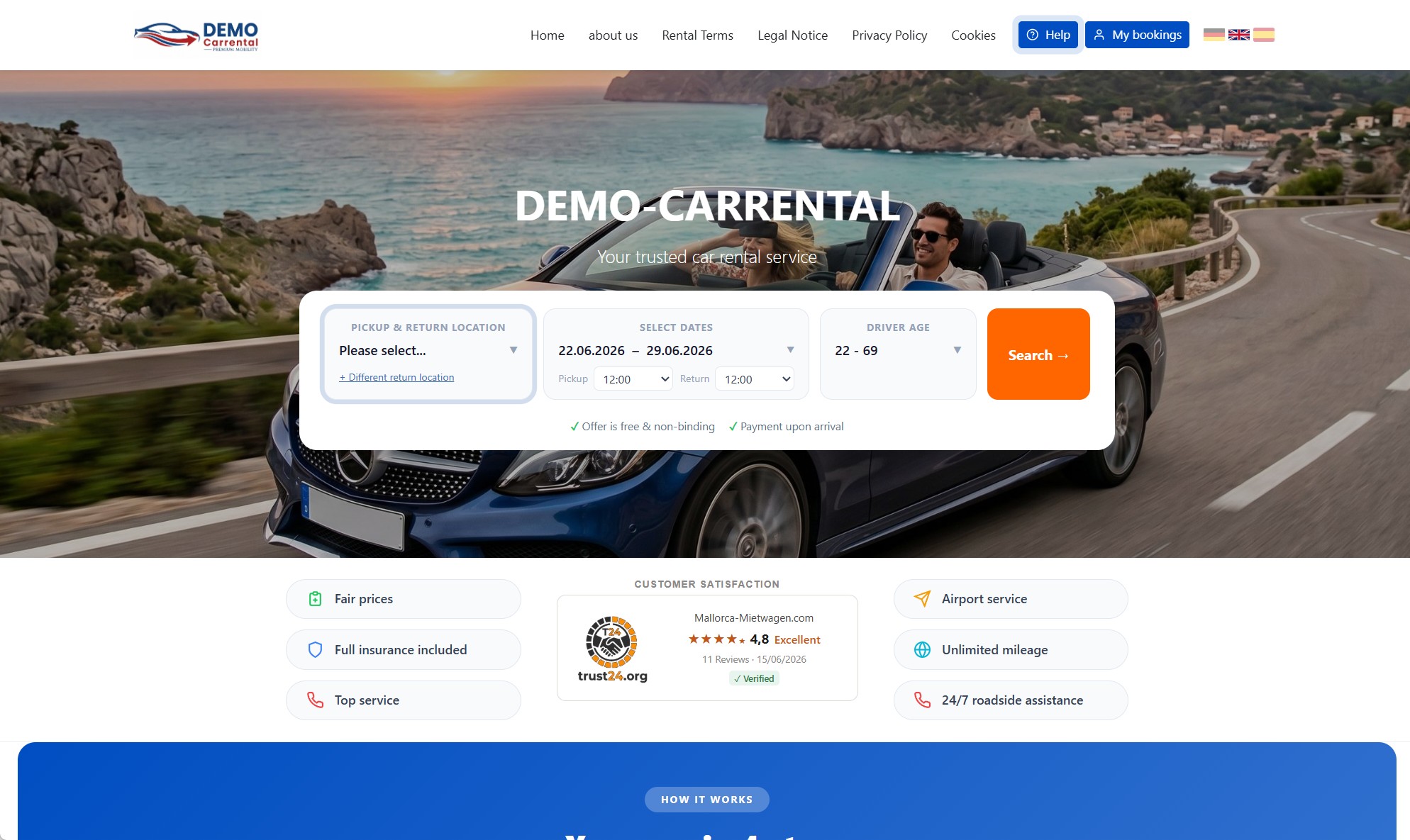 Example of a white-label booking site